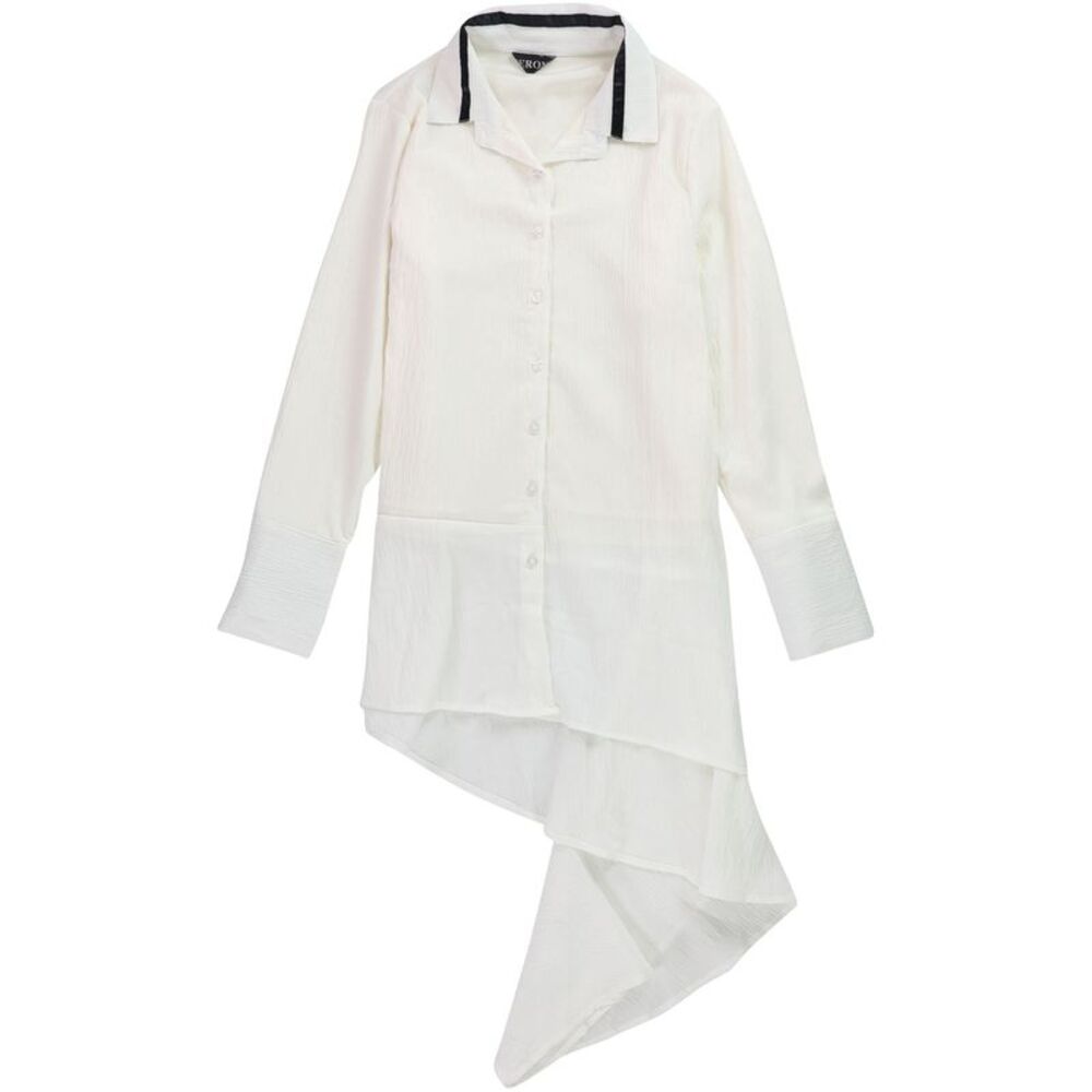 Verona Collection Womens Modest Button Down Blouse, White, M, DM